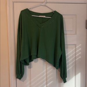 We The Free Forest Green V-Neck Blouse
